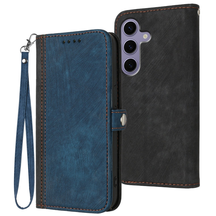 For Samsung Galaxy S25 5G Side Buckle Double Fold Hand Strap Leather Phone Case(Royal Blue) by buy2fix