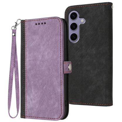 For Samsung Galaxy S25 5G Side Buckle Double Fold Hand Strap Leather Phone Case(Purple) by buy2fix