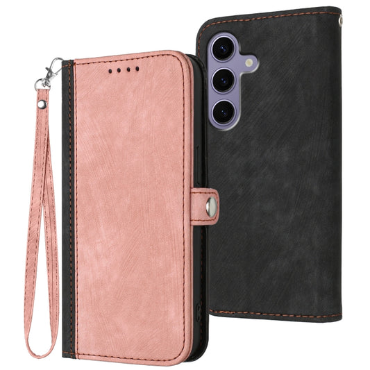 For Samsung Galaxy S25 5G Side Buckle Double Fold Hand Strap Leather Phone Case(Pink) by buy2fix