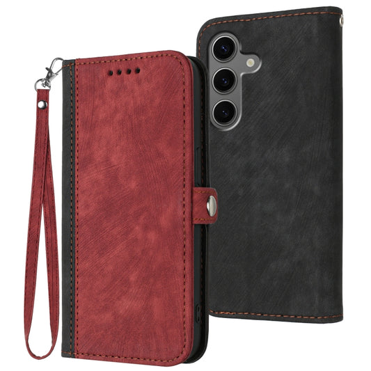 For Samsung Galaxy S25+ 5G Side Buckle Double Fold Hand Strap Leather Phone Case(Red) - Galaxy S25+ 5G Cases by buy2fix | Online Shopping UK | buy2fix