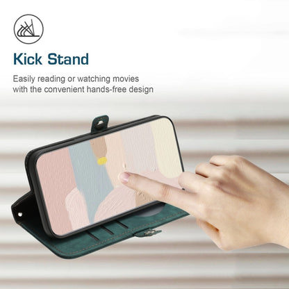 For Samsung Galaxy S25 Ultra 5G Side Buckle Double Fold Hand Strap Leather Phone Case(Dark Green) by buy2fix