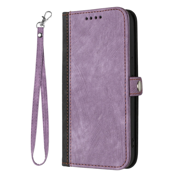 For Samsung Galaxy S25 Ultra 5G Side Buckle Double Fold Hand Strap Leather Phone Case(Purple) by buy2fix