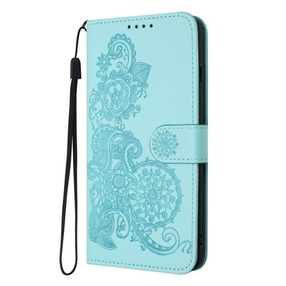 For Samsung Galaxy S25 5G Datura Flower Embossed Flip Leather Phone Case(Light Blue) by buy2fix