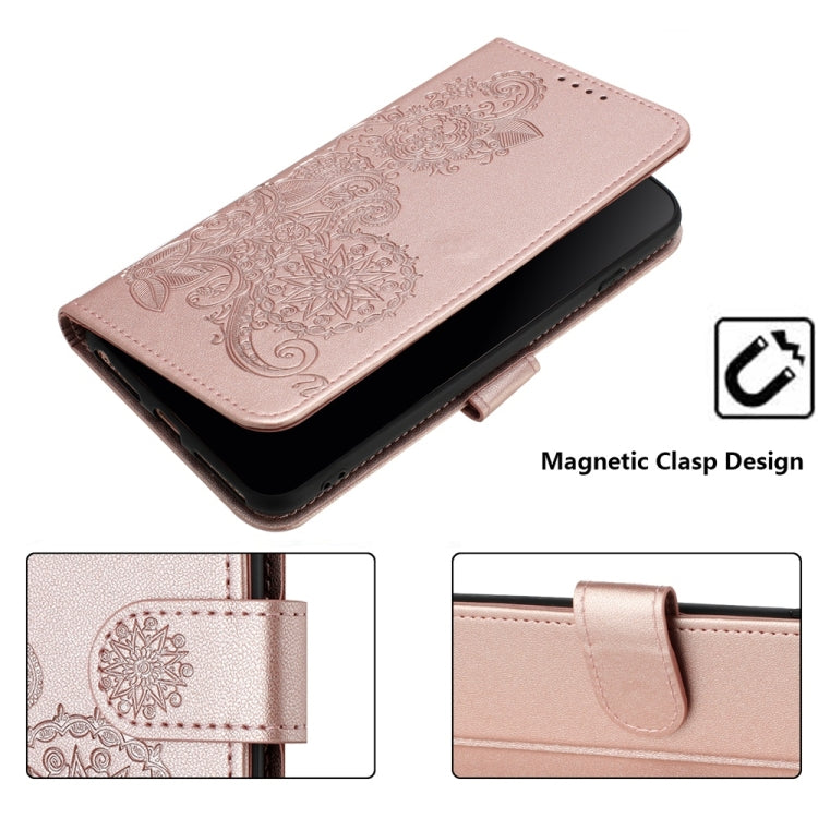 For Samsung Galaxy S25 5G Datura Flower Embossed Flip Leather Phone Case(Rose Gold) by buy2fix