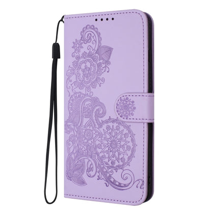 For Samsung Galaxy S25 5G Datura Flower Embossed Flip Leather Phone Case(Purple) by buy2fix