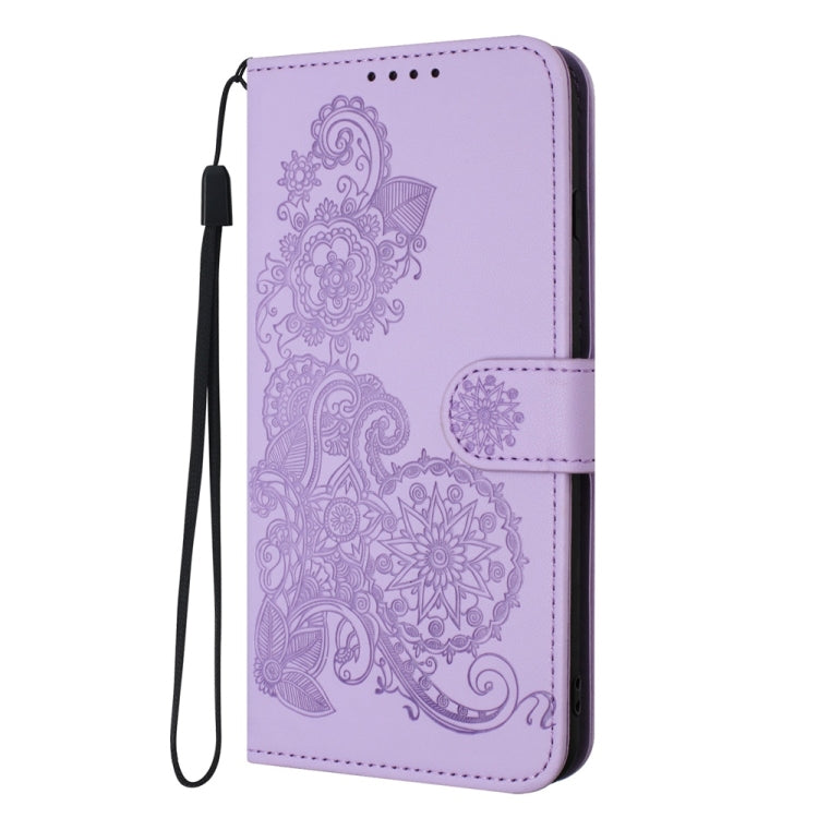For Samsung Galaxy S25+ 5G Datura Flower Embossed Flip Leather Phone Case(Purple) by buy2fix