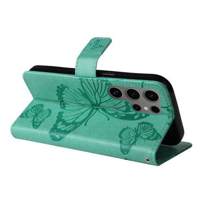 For Samsung Galaxy S25 Ultra 5G 3D Butterfly Embossed Pattern Flip Leather Phone Case(Green) by buy2fix
