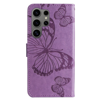For Samsung Galaxy S25 Ultra 5G 3D Butterfly Embossed Pattern Flip Leather Phone Case(Purple) by buy2fix