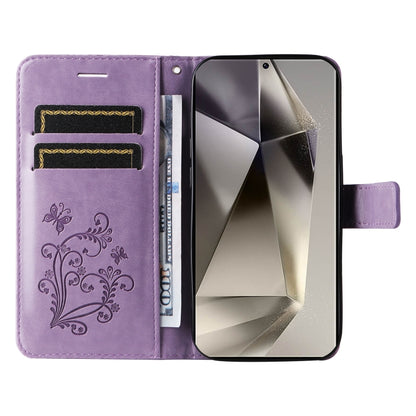 For Samsung Galaxy S25 Ultra 5G 3D Butterfly Embossed Pattern Flip Leather Phone Case(Purple) by buy2fix