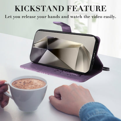 For Samsung Galaxy S25 Ultra 5G 3D Butterfly Embossed Pattern Flip Leather Phone Case(Purple) by buy2fix