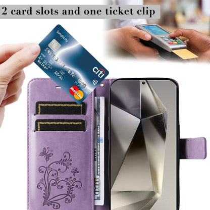 For Samsung Galaxy S25 Ultra 5G 3D Butterfly Embossed Pattern Flip Leather Phone Case(Purple) by buy2fix