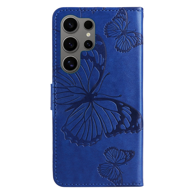 For Samsung Galaxy S25 Ultra 5G 3D Butterfly Embossed Pattern Flip Leather Phone Case(Blue) by buy2fix