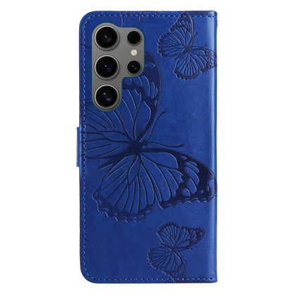 For Samsung Galaxy S25 Ultra 5G 3D Butterfly Embossed Pattern Flip Leather Phone Case(Blue) by buy2fix