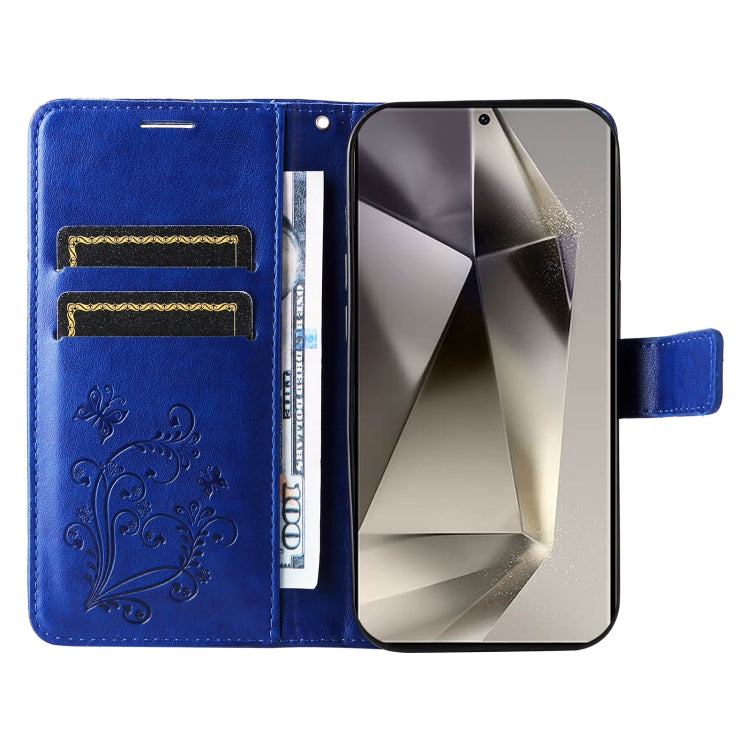 For Samsung Galaxy S25 Ultra 5G 3D Butterfly Embossed Pattern Flip Leather Phone Case(Blue) by buy2fix