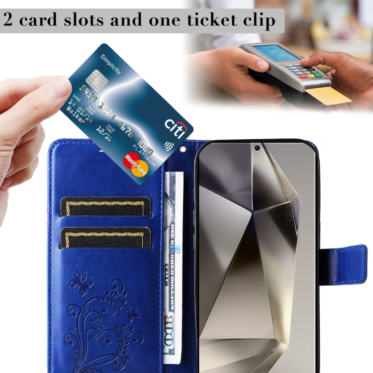 For Samsung Galaxy S25 Ultra 5G 3D Butterfly Embossed Pattern Flip Leather Phone Case(Blue) by buy2fix