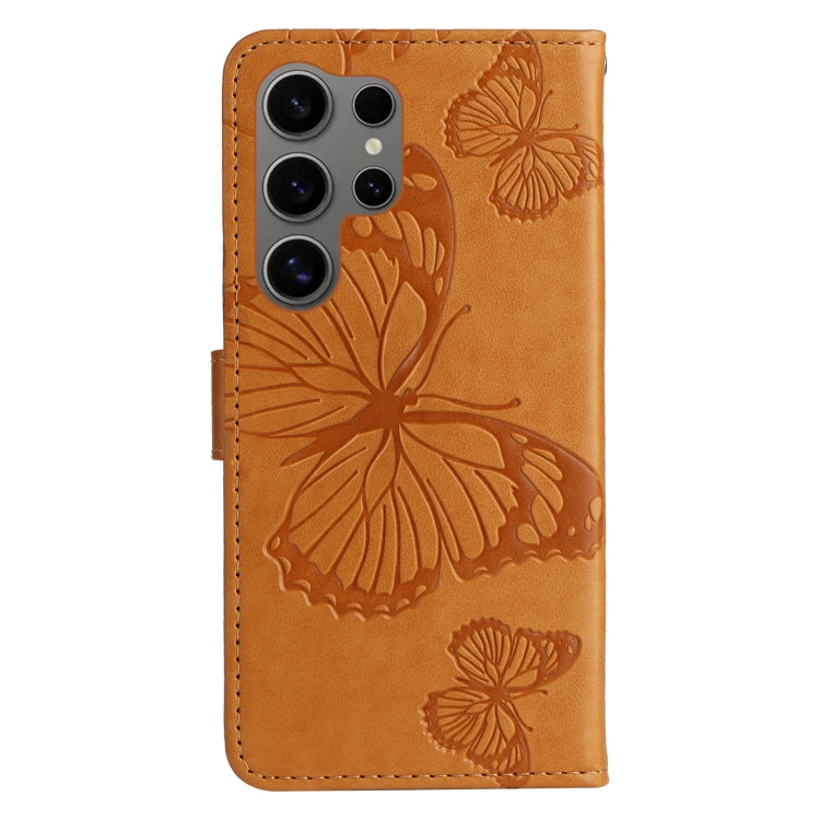 For Samsung Galaxy S25 Ultra 5G 3D Butterfly Embossed Pattern Flip Leather Phone Case(Yellow) by buy2fix