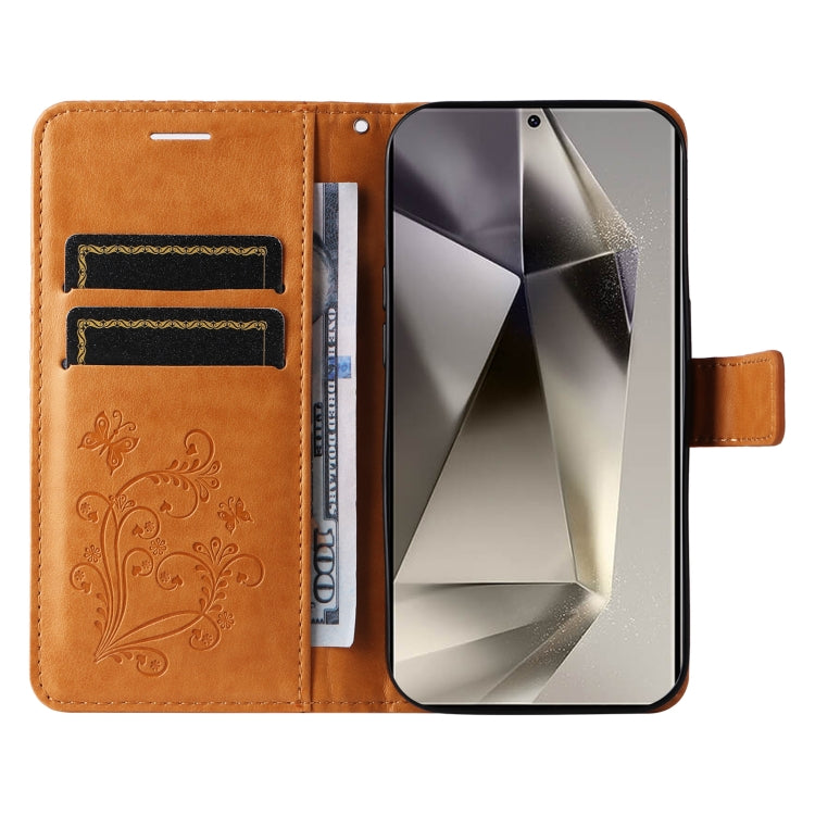 For Samsung Galaxy S25 Ultra 5G 3D Butterfly Embossed Pattern Flip Leather Phone Case(Yellow) by buy2fix