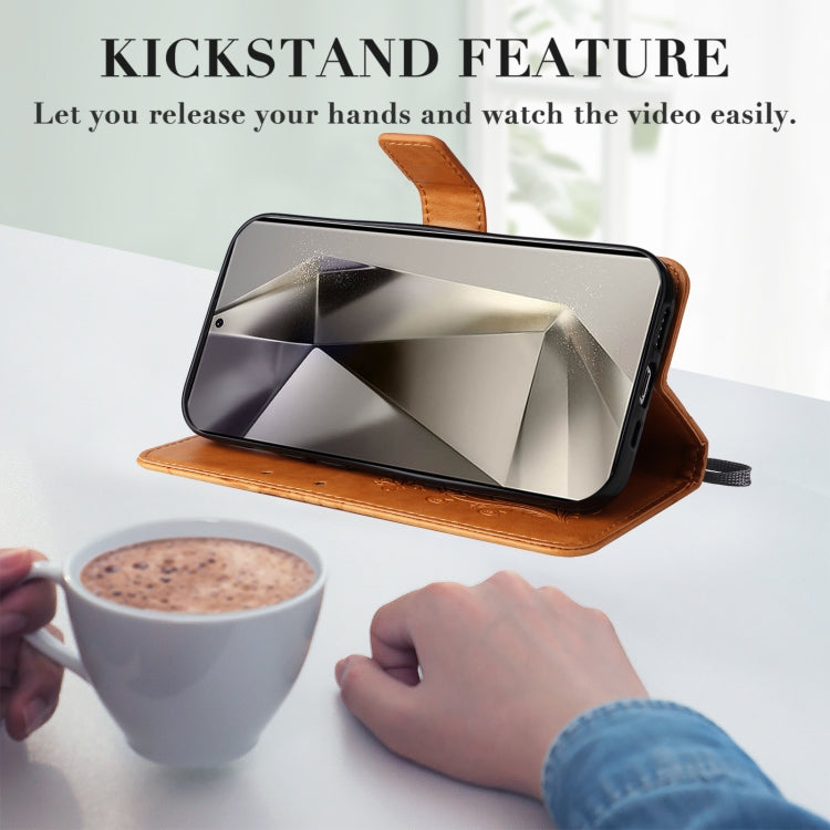 For Samsung Galaxy S25 Ultra 5G 3D Butterfly Embossed Pattern Flip Leather Phone Case(Yellow) by buy2fix