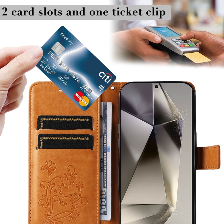 For Samsung Galaxy S25 Ultra 5G 3D Butterfly Embossed Pattern Flip Leather Phone Case(Yellow) by buy2fix