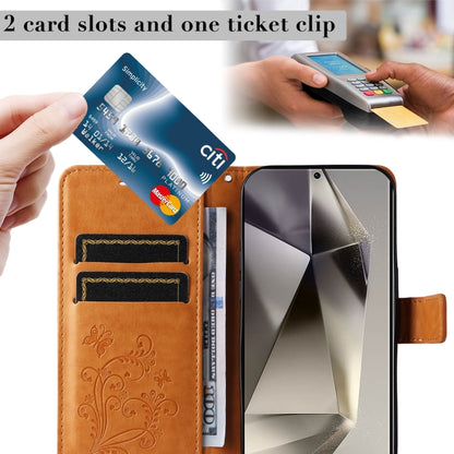 For Samsung Galaxy S25 Ultra 5G 3D Butterfly Embossed Pattern Flip Leather Phone Case(Yellow) by buy2fix