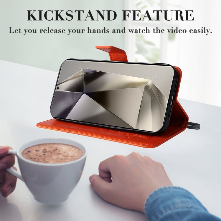 For Samsung Galaxy S25 Ultra 5G 3D Butterfly Embossed Pattern Flip Leather Phone Case(Orange) by buy2fix