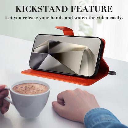 For Samsung Galaxy S25 Ultra 5G 3D Butterfly Embossed Pattern Flip Leather Phone Case(Orange) by buy2fix