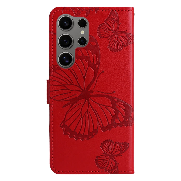 For Samsung Galaxy S25 Ultra 5G 3D Butterfly Embossed Pattern Flip Leather Phone Case(Red) by buy2fix