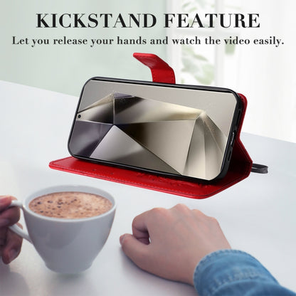 For Samsung Galaxy S25 Ultra 5G 3D Butterfly Embossed Pattern Flip Leather Phone Case(Red) by buy2fix