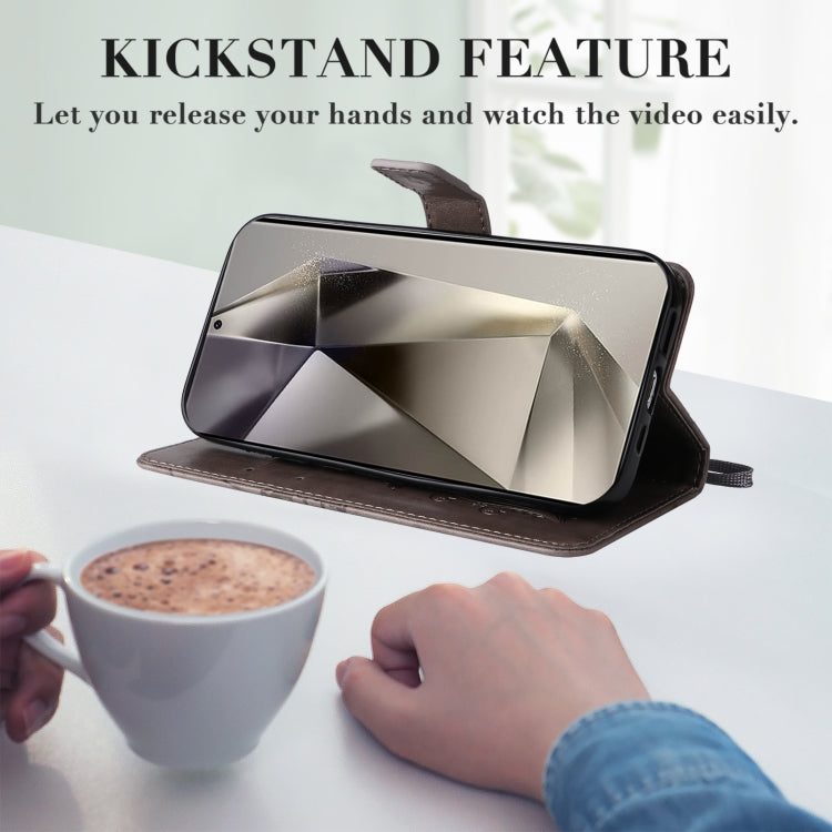 For Samsung Galaxy S25 Ultra 5G 3D Butterfly Embossed Pattern Flip Leather Phone Case(Grey) by buy2fix