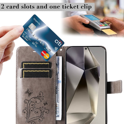 For Samsung Galaxy S25 Ultra 5G 3D Butterfly Embossed Pattern Flip Leather Phone Case(Grey) by buy2fix