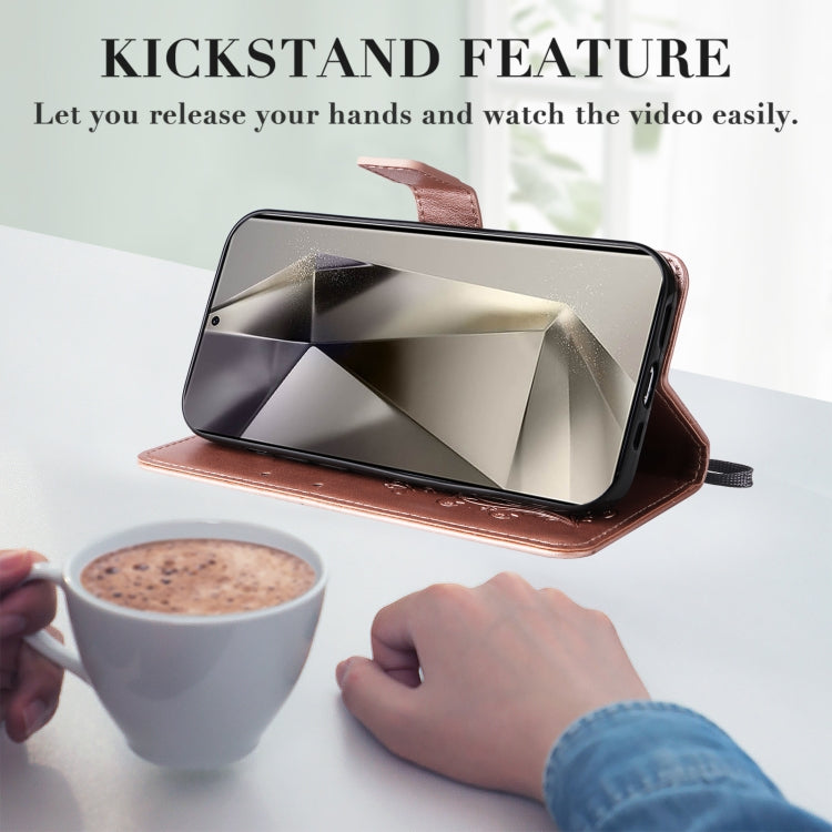 For Samsung Galaxy S25 Ultra 5G 3D Butterfly Embossed Pattern Flip Leather Phone Case(Rose Gold) by buy2fix