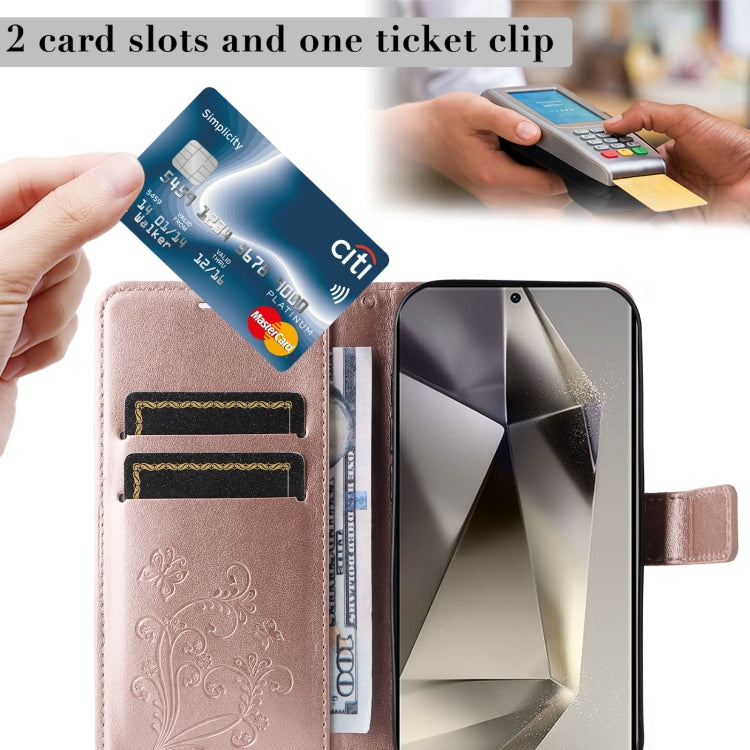 For Samsung Galaxy S25 Ultra 5G 3D Butterfly Embossed Pattern Flip Leather Phone Case(Rose Gold) by buy2fix