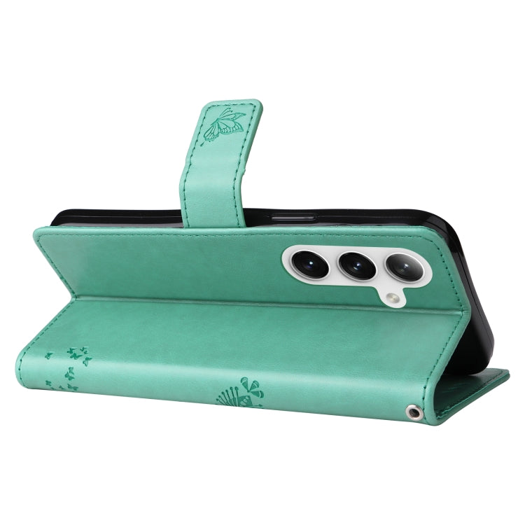 For Samsung Galaxy S25 / S24 5G Tree & Cat Embossed Pattern Flip Leather Phone Case(Green) by buy2fix