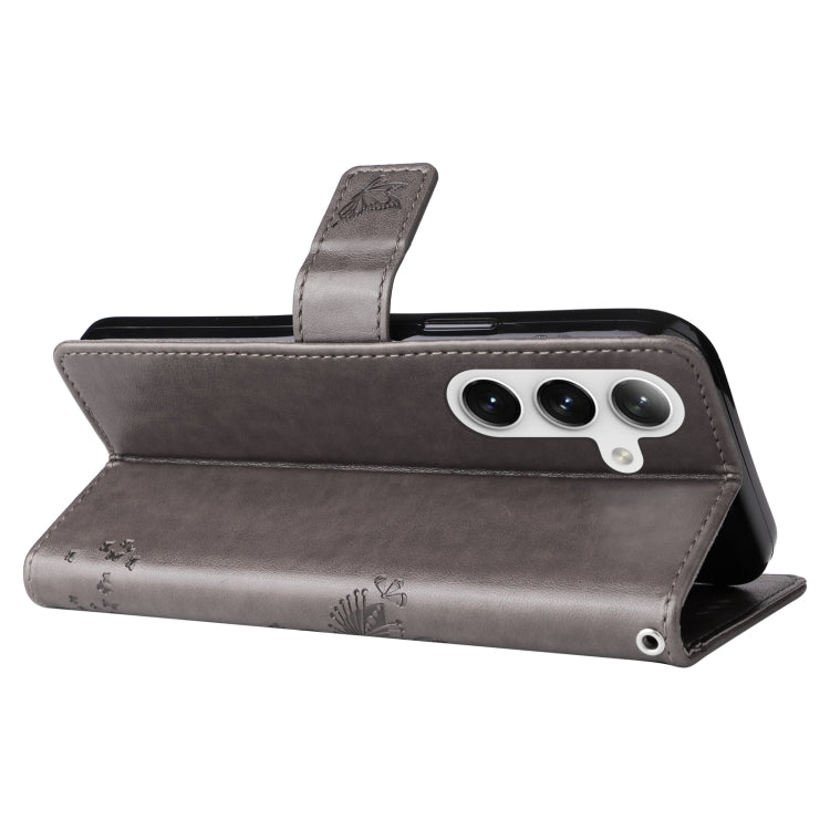 For Samsung Galaxy S25 / S24 5G Tree & Cat Embossed Pattern Flip Leather Phone Case(Grey) by buy2fix