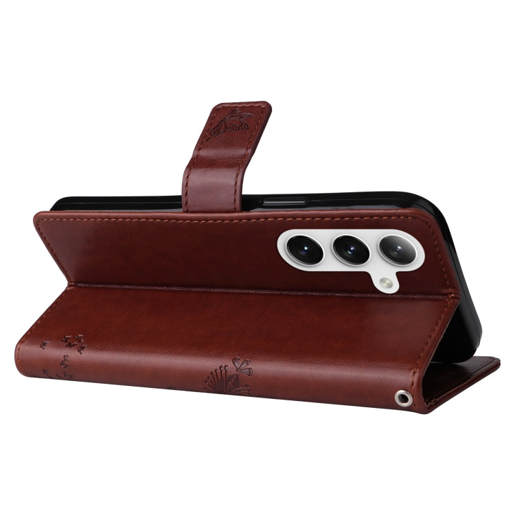 For Samsung Galaxy S25 / S24 5G Tree & Cat Embossed Pattern Flip Leather Phone Case(Coffee) by buy2fix