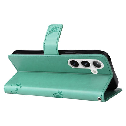 For Samsung Galaxy S25+ / S24+ 5G Tree & Cat Embossed Pattern Flip Leather Phone Case(Green) by buy2fix