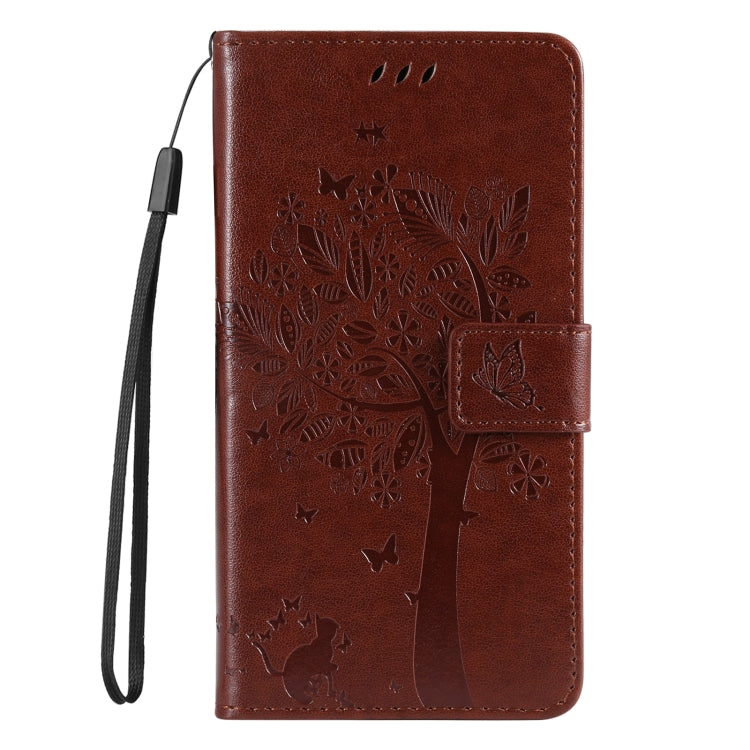 For Samsung Galaxy S25+ / S24+ 5G Tree & Cat Embossed Pattern Flip Leather Phone Case(Coffee) by buy2fix