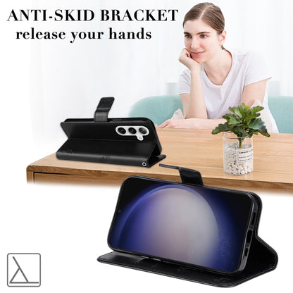 For Samsung Galaxy S25+ / S24+ 5G Tree & Cat Embossed Pattern Flip Leather Phone Case(Black) by buy2fix