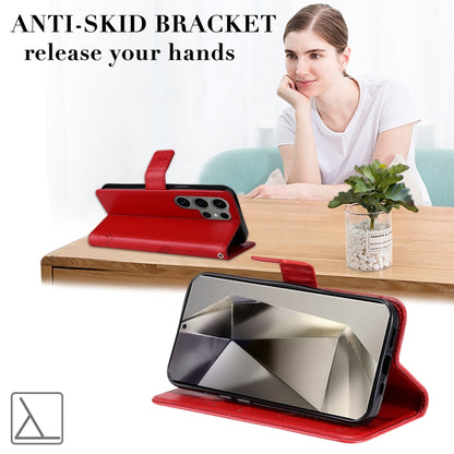 For Samsung Galaxy S25 Ultra 5G Tree & Cat Embossed Pattern Flip Leather Phone Case(Red) by buy2fix