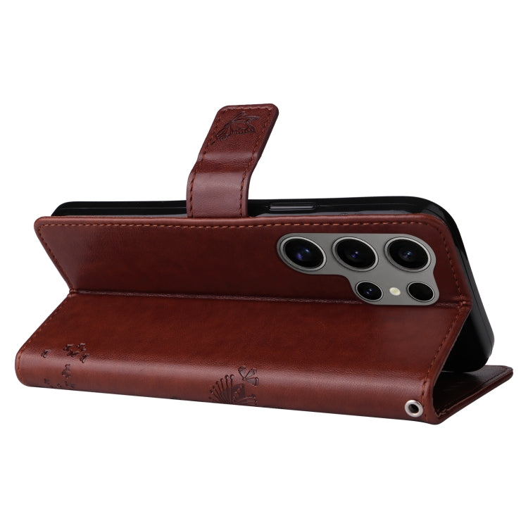 For Samsung Galaxy S25 Ultra 5G Tree & Cat Embossed Pattern Flip Leather Phone Case(Coffee) by buy2fix