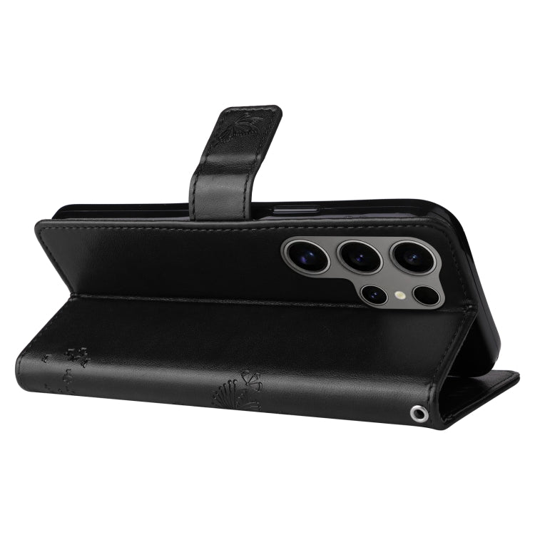 For Samsung Galaxy S25 Ultra 5G Tree & Cat Embossed Pattern Flip Leather Phone Case(Black) by buy2fix