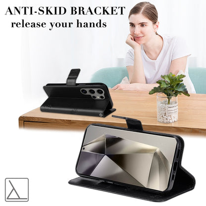 For Samsung Galaxy S25 Ultra 5G Tree & Cat Embossed Pattern Flip Leather Phone Case(Black) by buy2fix