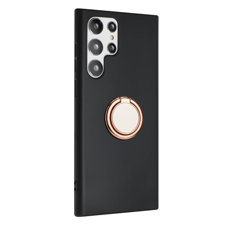 For Samsung Galaxy S25 Ultra 5G Matte Ring Holder TPU Phone Case(Rose Gold) by buy2fix
