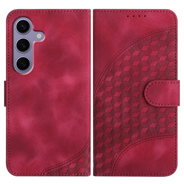 For Samsung Galaxy S25 5G Elephant Head Embossed Phone Leather Case with Lanyard(Rose Red) by buy2fix