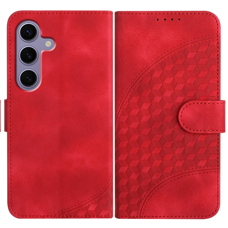 For Samsung Galaxy S25 5G Elephant Head Embossed Phone Leather Case with Lanyard(Red) by buy2fix