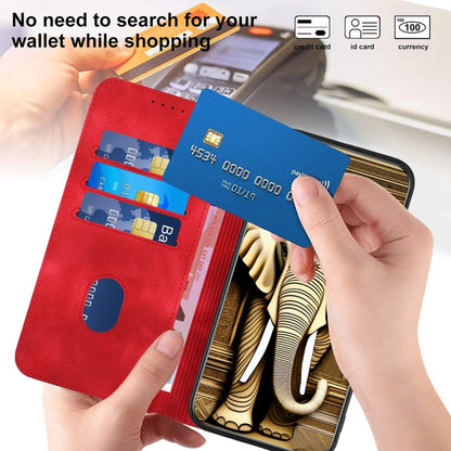 For Samsung Galaxy S25 5G Elephant Head Embossed Phone Leather Case with Lanyard(Red) by buy2fix