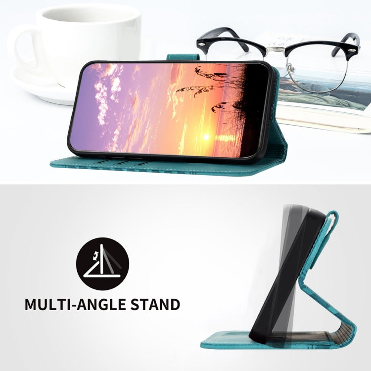 For Samsung Galaxy S25+ 5G Elephant Head Embossed Phone Leather Case with Lanyard(Light Blue) by buy2fix