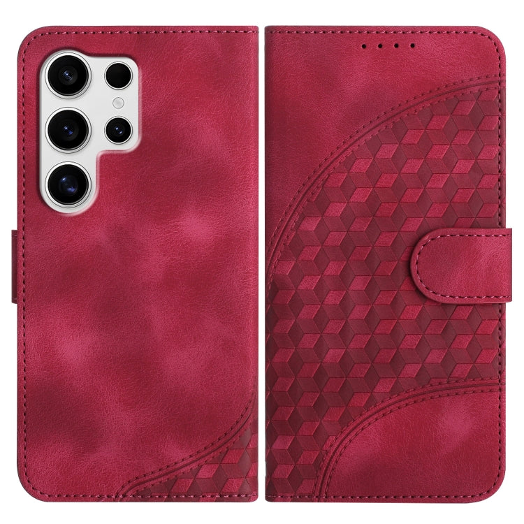 For Samsung Galaxy S25 Ultra 5G Elephant Head Embossed Phone Leather Case with Lanyard(Rose Red) by buy2fix