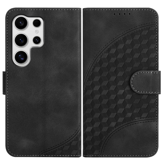 For Samsung Galaxy S25 Ultra 5G Elephant Head Embossed Phone Leather Case with Lanyard(Black) by buy2fix