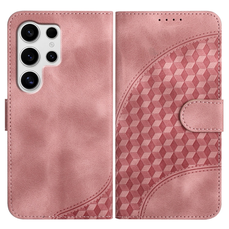 For Samsung Galaxy S25 Ultra 5G Elephant Head Embossed Phone Leather Case with Lanyard(Pink) by buy2fix